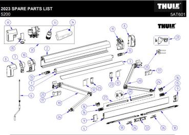 Thule Omnistor 5200/6300 Endkappen Spannarm - links/rechts