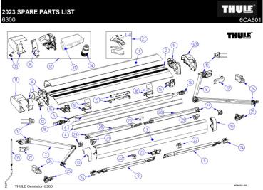 Thule Omnistor 6300 Frondblenden-Endkappen links/rechts - weiß