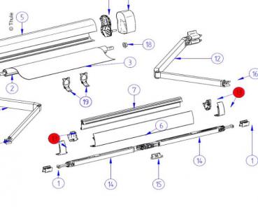 Thule Omnistor 5102 Frontblendenendkappen-Satz grau