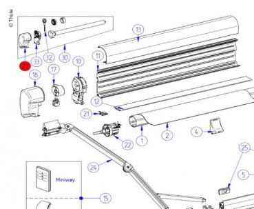 Thule Omnistor 8000 Endkappe Motor links grauweiß